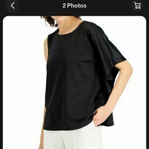 Alfani Womens Knit Top Black Size Xsmall One Shoulder Flutter Sleeve $69
